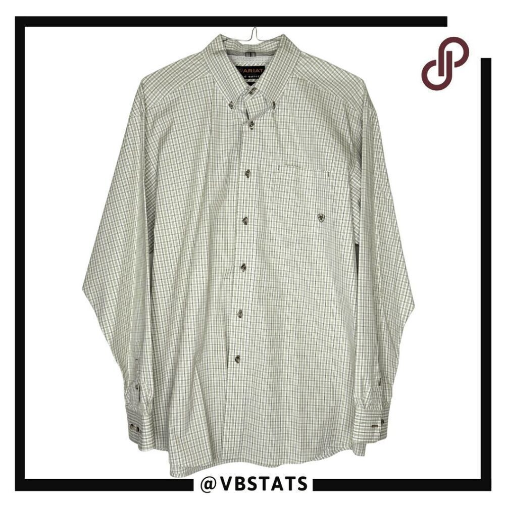 AriatβMen's Pro Series Plaidβ Long Sleeve Button Down Shirt Green White Size XL